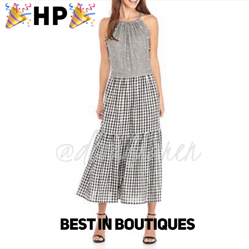 VIOLET Halter Neck Cotton Gingham Dress - Picture 3 of 4